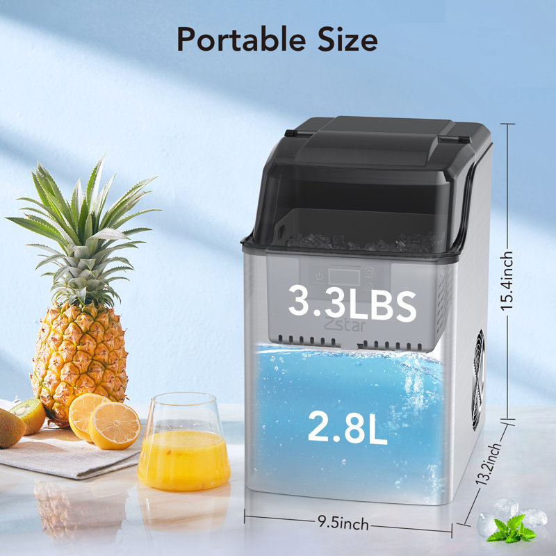 Machine à glaçons en acier inoxydable, autonettoyante et minuterie, 44 lb / 24 heures, portable pour la maison, la cuisine, le bar, la fête, le camping, le camping-car