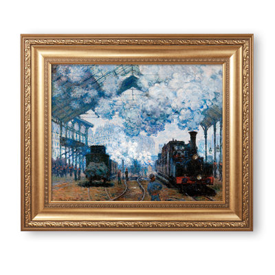 The Gare Saint-Lazare: Arrival of a Train by Claude Monet Framed,Silver Edge Frame The World Classic Art Reproductions,Wall Art for Home Decor