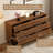 6 Drawer Dresser For Bedroom, 55 Inch Dresser for Closet with Walnut Frame, Modern Solid Wood Chest of Drawers with Natural Texture & Pre-Embedded Slots For TV Stand, Living Room, Hallway, Office