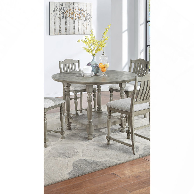 Light Gray Dining Table Round Dining Table  Open Shelf Acacia Veneer