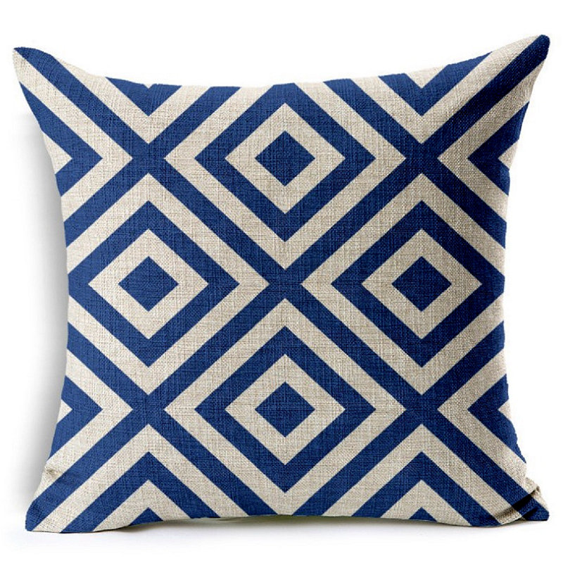      Set of 2 Cross Blue and white Geometric Throw Pillows covers 18"x18" , Pillow Cover