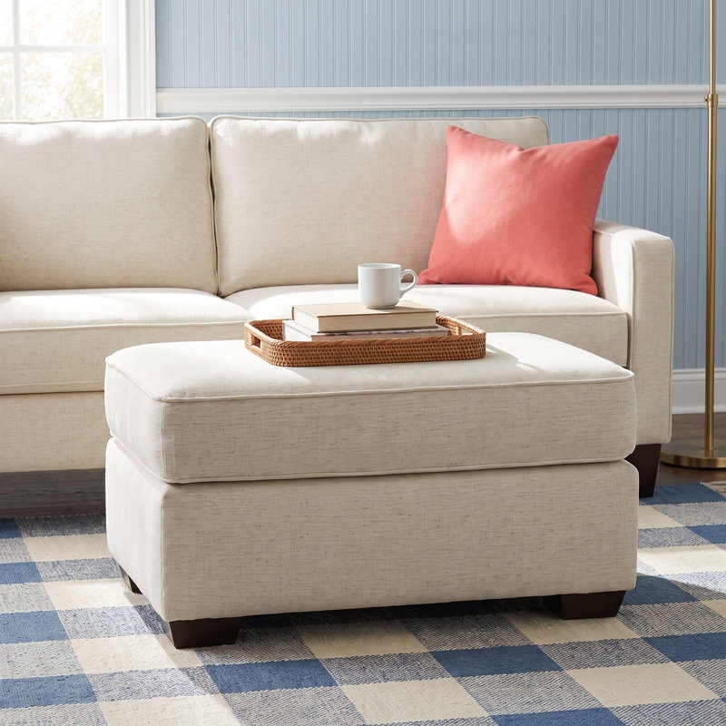 Porter Upholstered Ottoman, Nomad Snow Crypton® Chenille