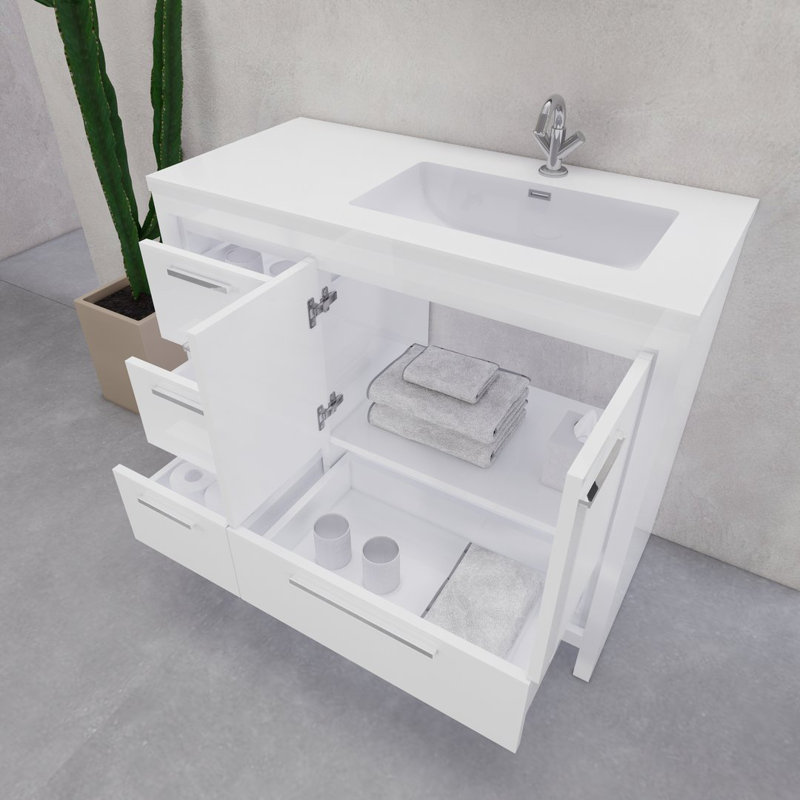 Ensemble de meuble-lavabo simple 41,75 po Eden, Blanc lustré
