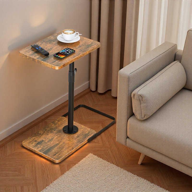 Table de bout pivotante à 360 ° en forme de C à hauteur réglable