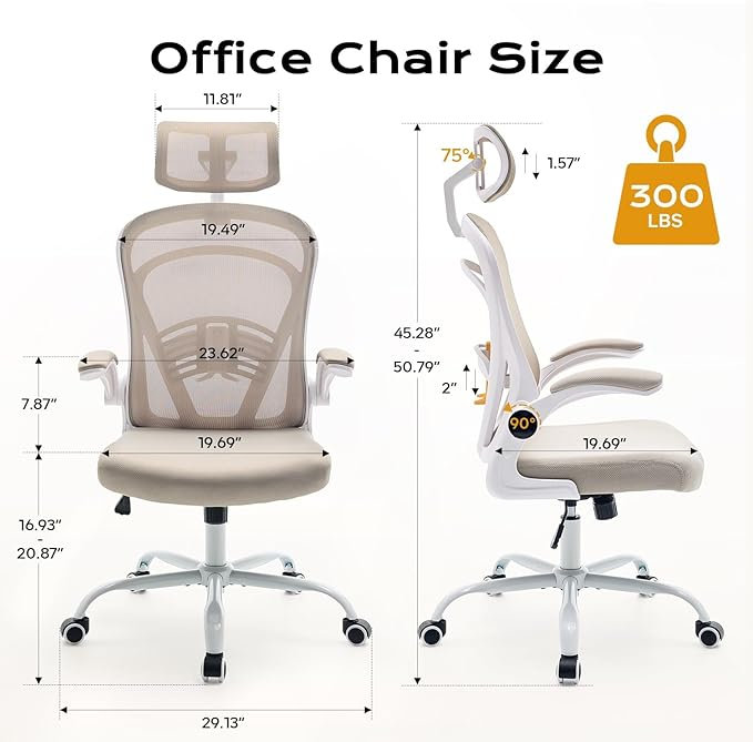 Brayden Studio Office Chair, Beige, White