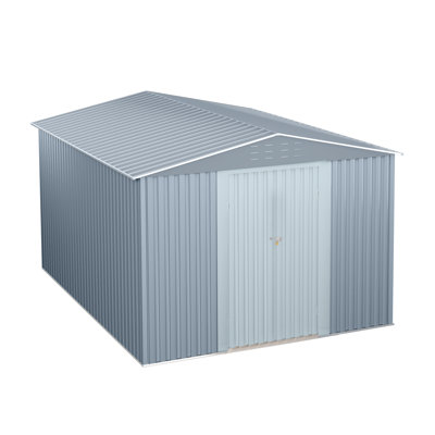 Outdoor Metal Shed – 8x12 Ft Utility Tool Storage – with Lockable Doors, Sturdy Frame, Large Garden Shed Ideal for Backyard, Patio, Lawn (Grey)