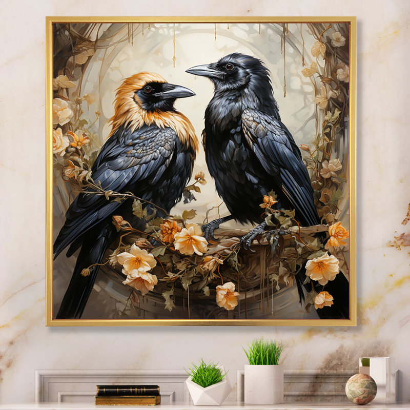 Blunton Crow Golden Regency II - impression, Cadre flottant doré, H 36 po x l 36 po x P 1,5 po