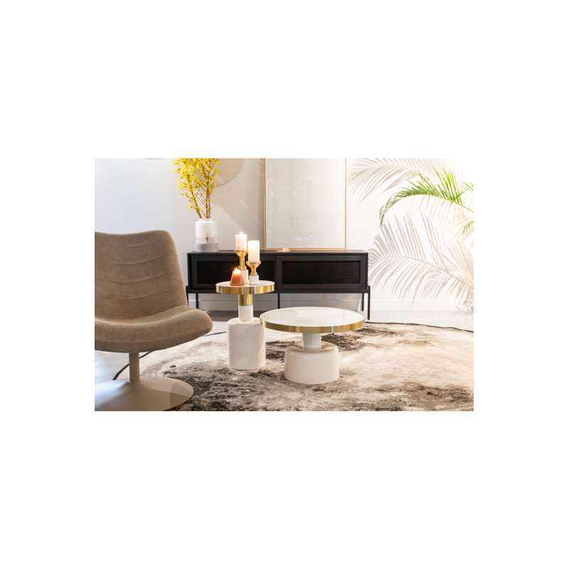 Glam Coffee Table, White, White