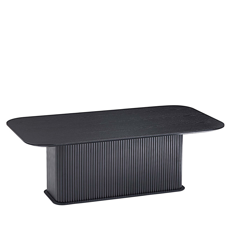 Wooden Rectangular Coffee Table with Solid Base, Black