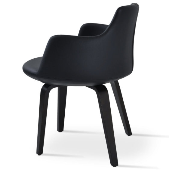 Dervish Plywood Arm Chair, Wenge, Black Faux Leather