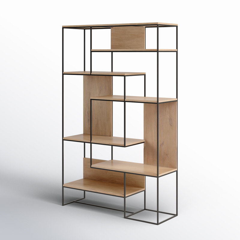 Bibliothèque en métal H 75,5 "x l 47,25" Pawnee, Brun clair / noir