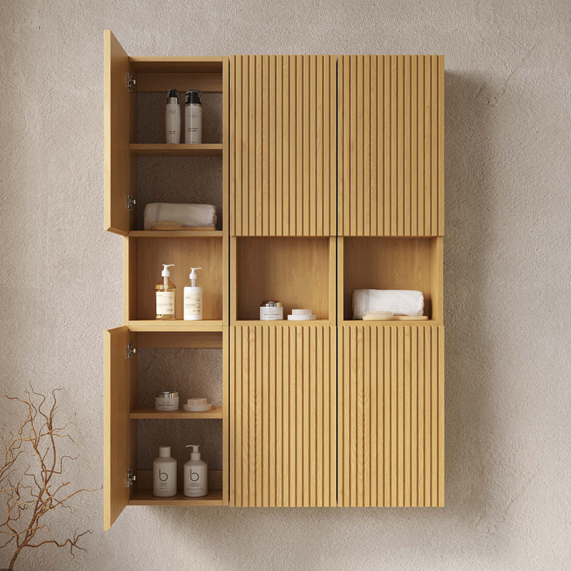 Armoire murale de salle de bain de 41 pouces, composée de 6 armoires avec portes, convenant à la salle de bain, au salon et à la buanderie