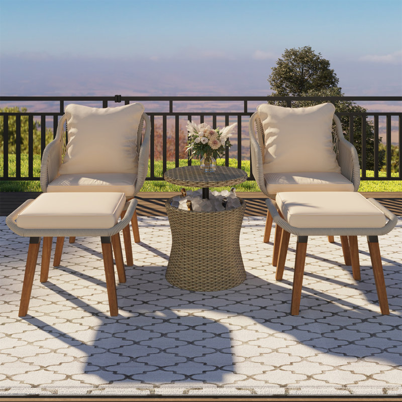 K&K 5 Pieces Patio Furniture Chair Sets, Gray/Brown