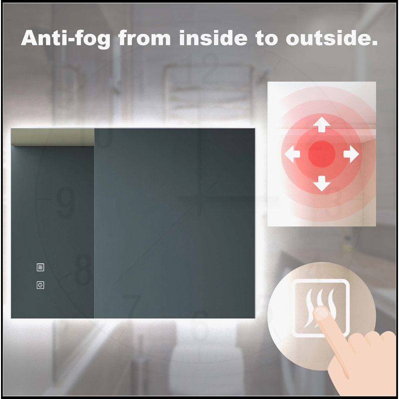 Bathroom Led Vanity Mirror with Adjustable Lighting and Anti-Fog Function, 36" x 28"
