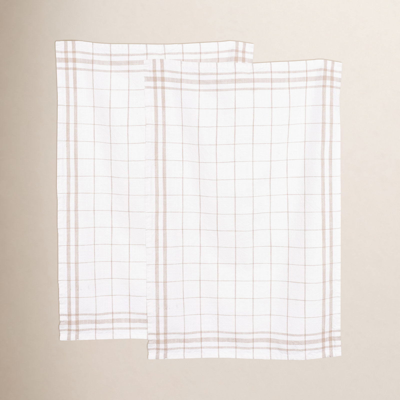 Soverall Cotton Plaid Kitchen Towel Linen Set, Pure Cashmere