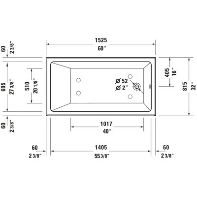 Duravit 60x30 Bathtub - Hand Drain