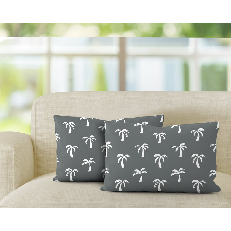 Polyester / Mélange de polyester Housse de coussin rectangulaire intérieure / extérieure lombaire et insert, Gris