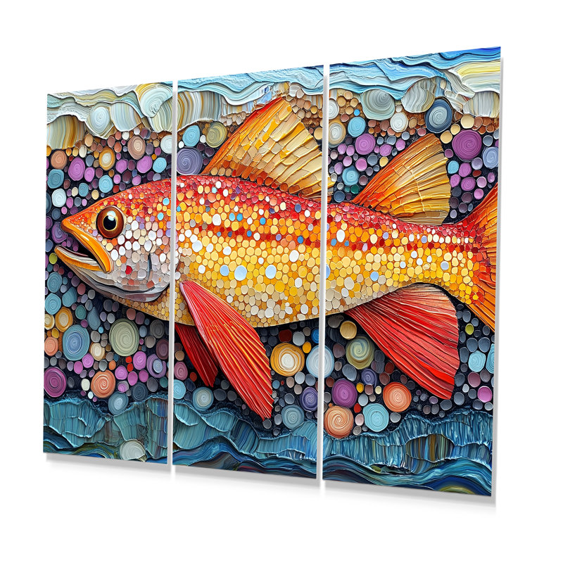 Red Arctic Char I - Fish Animal Wall Decor Set, 28" H x 36" W x 1" D, Metal