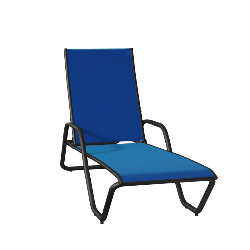 Outdoor Rust-Resistant Metal Chaise Lounge, Textured Desert, Pacific Blue 28D