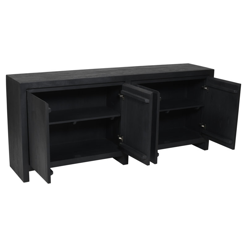 Faucher 4-door Sideboard In Modern Graphite Black Finish On Reclaimed Solid Wood