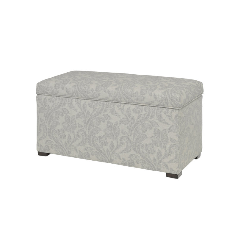 Banc de rangement rembourré Dawoud, H 19 po x l 36 po x P 18 po, Brume