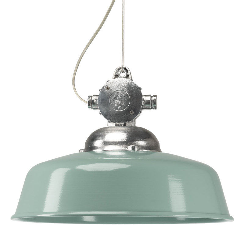 Detroit 1 - Light Aluminium Dome Pendant, Mintgreen