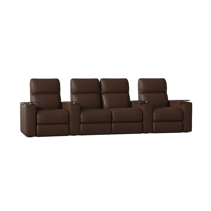 Upholstered Home Theater Seating with Cup Holder, Power, Classic Cappucino