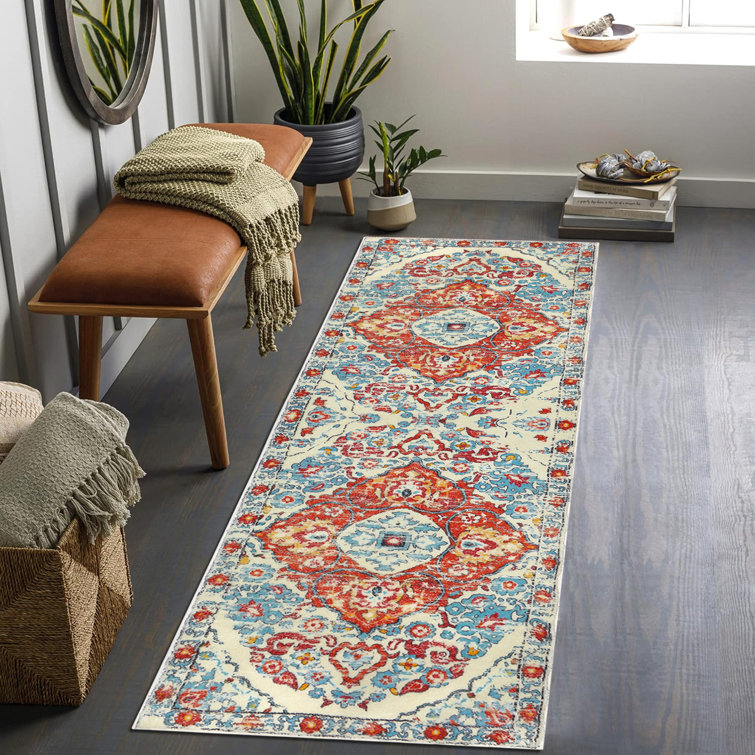 Bungalow Rose Performance Red/Blue/Beige Rug & Reviews