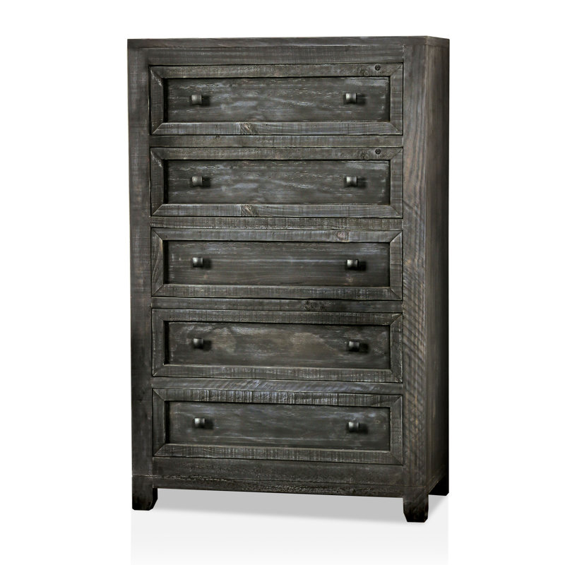 Commode 5 tiroirs Demodena, Gris anthracite