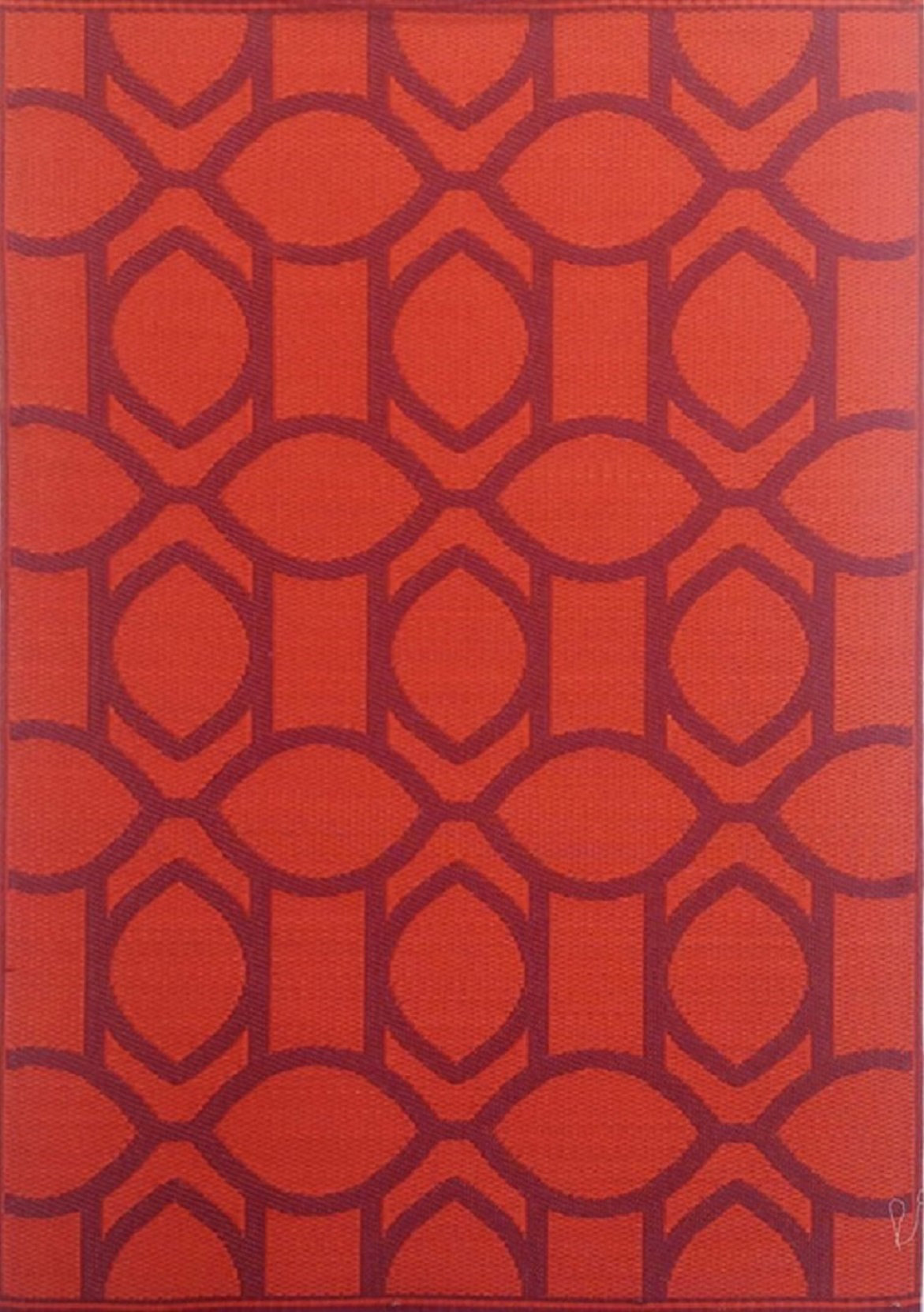 Mad Mats Geometric Hand Hooked Red Indoor / Outdoor Area Rug | Wayfair
