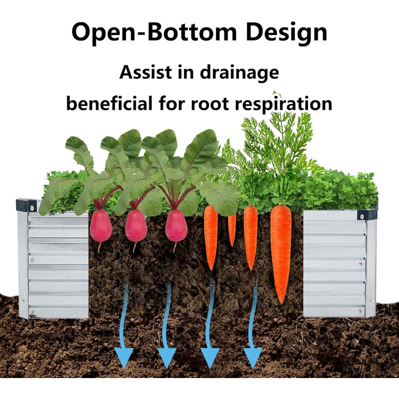 Galvanized Steel Outdoor Raised Garden Bed Planter Box, 6x3x1ft
