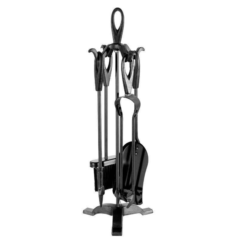 Leonie Steel Fireplace Tool Set, 64cm H x 20cm W x 20cm D, Matte Black