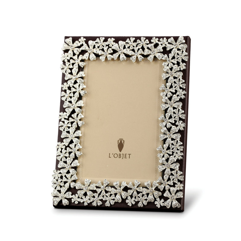 L'objet Garland Frame, 5" W x 7" H, Black/Platinum, Platinum Plated/Crystal