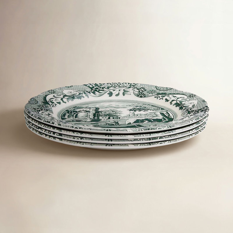 Heritage Green Italian 10.5" Dinner Plates, Set of 4