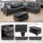 3-piece Synthetic Leather Sectional Sofa-436734142