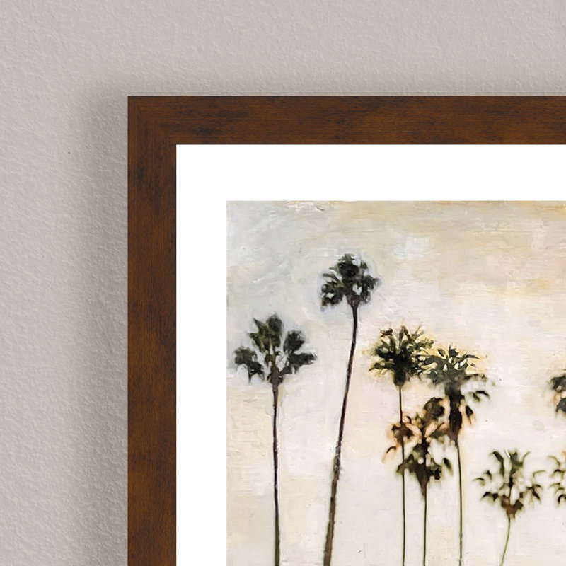 Coastal Retreat Golden Hour Glow by  - Picture Frame Painting, 16" H x 16" W x 1.125" D, Framed Matted Print, Brown