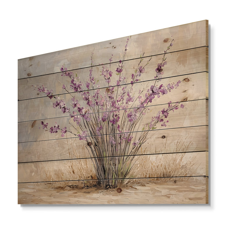 Bouquet de lavande minimaliste - Art mural en bois de lavande - sur bois de pin naturel, H 34 po x l 44 po x P 0,78 po