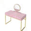 Bureau de coiffeuse élégant avec plateau à bijoux, cadre doré et miroir rond-1687185413