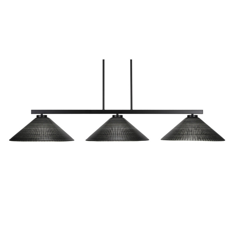 Barre d'éclairage 3 lumières Krushap avec verre matriciel 16 po, Noir mat, Noir