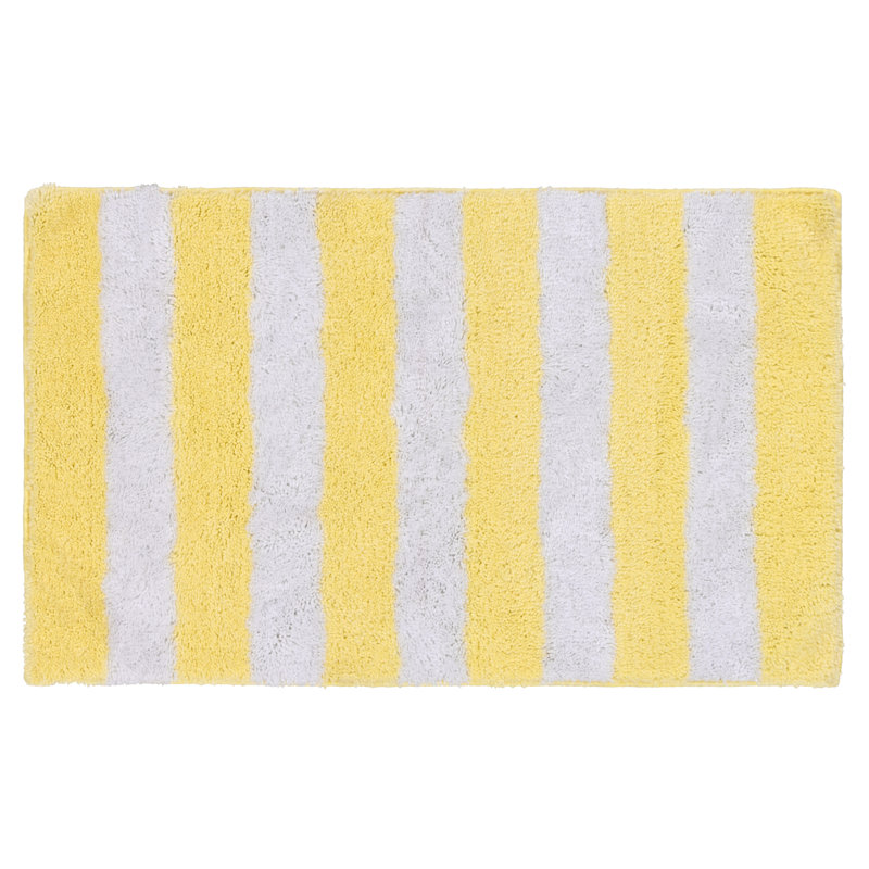 Tapis pour salle de bain en nylon et polyester à envers antidérapant Ronning Beach, Jaune canard en plastique / blanc