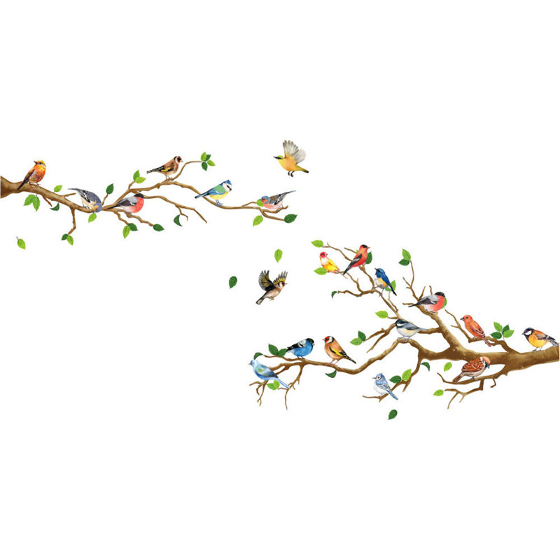 Autocollants muraux branches d'oiseaux