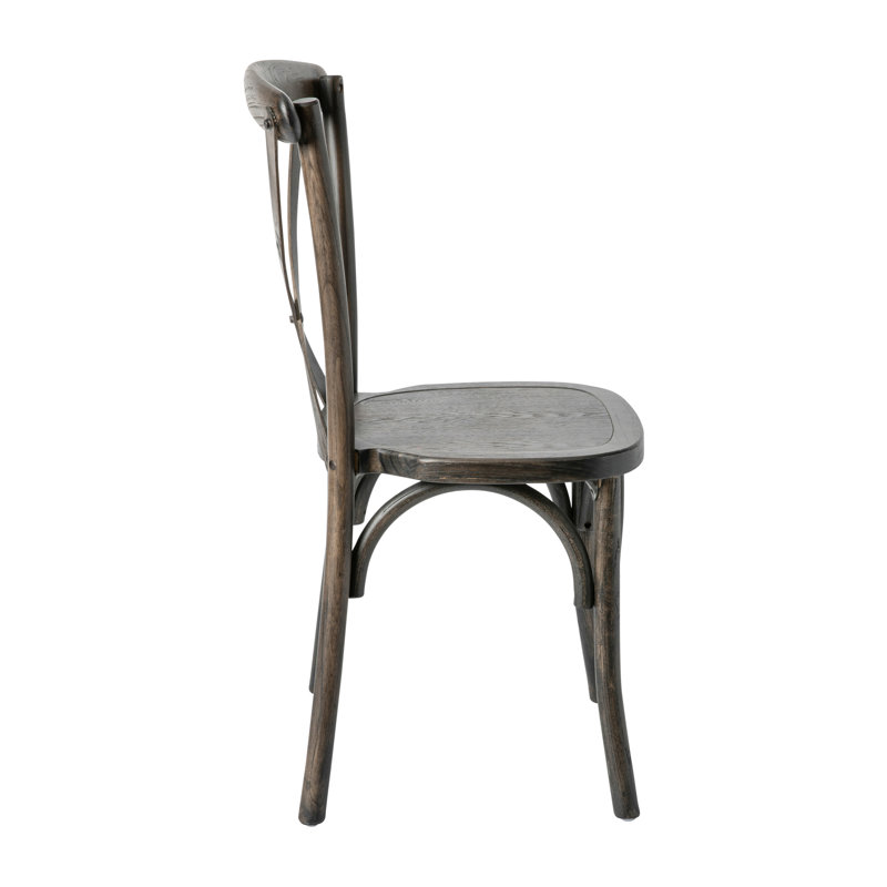 Arquit Stackable Cross-Back Wooden Bistro Chair, Mahogany, 2