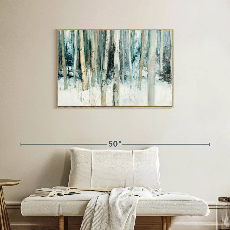 Winter Woods III, Cadre flottant en bois naturel, 37 po x 25 po