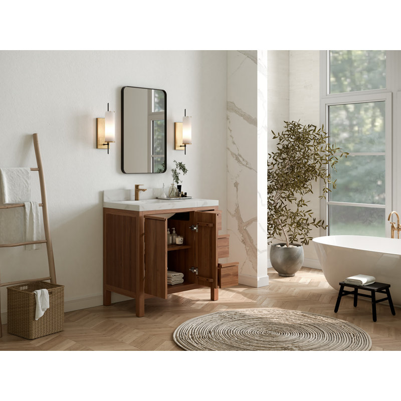 Teck Elizabeth 36 po X P 22 po De salle de bain Perle , Marbre de Carrare