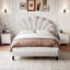 Adreon 135*190cm Double Upholstered Velvet Bed Frame, with Adjustable Chic Petal Headboard-1825078329