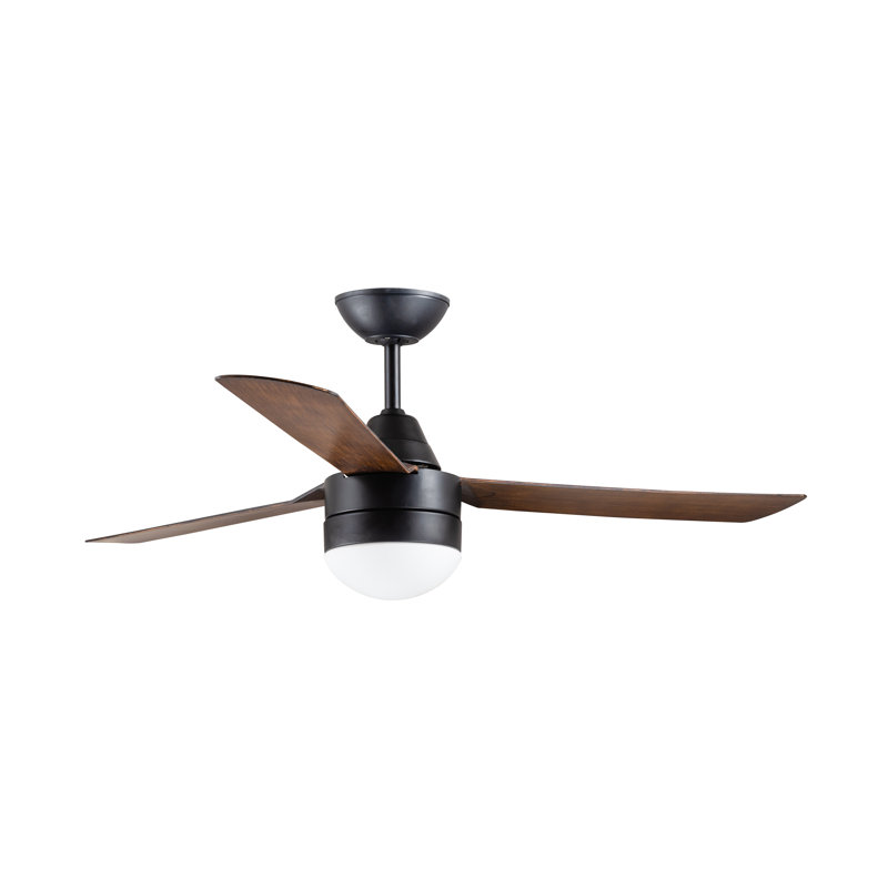 Harlene 122cm Ceiling Fan with Light Kit, Black, Bronze
