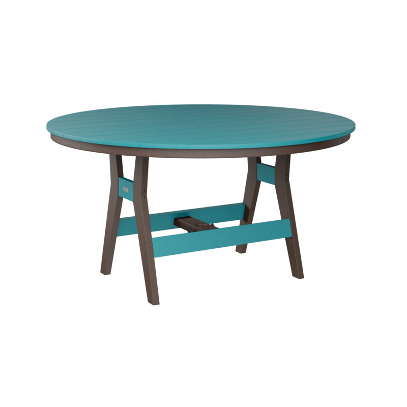 Berlin Gardens Harbor 60″ Round Counter Height Table, Chocolate Brown, 38.87" H x 60" W x 60" D, Aruba Blue