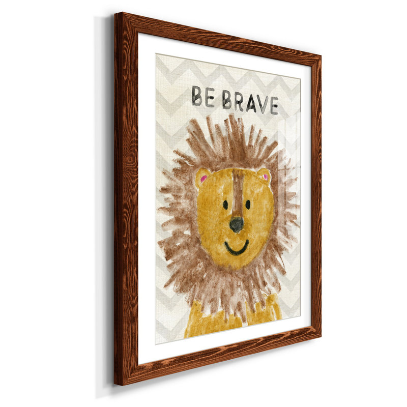 Safari «Be Brave», reproduction d'art sur papier encadrée, H 44 po x l 31 po x P 1 po, Érable