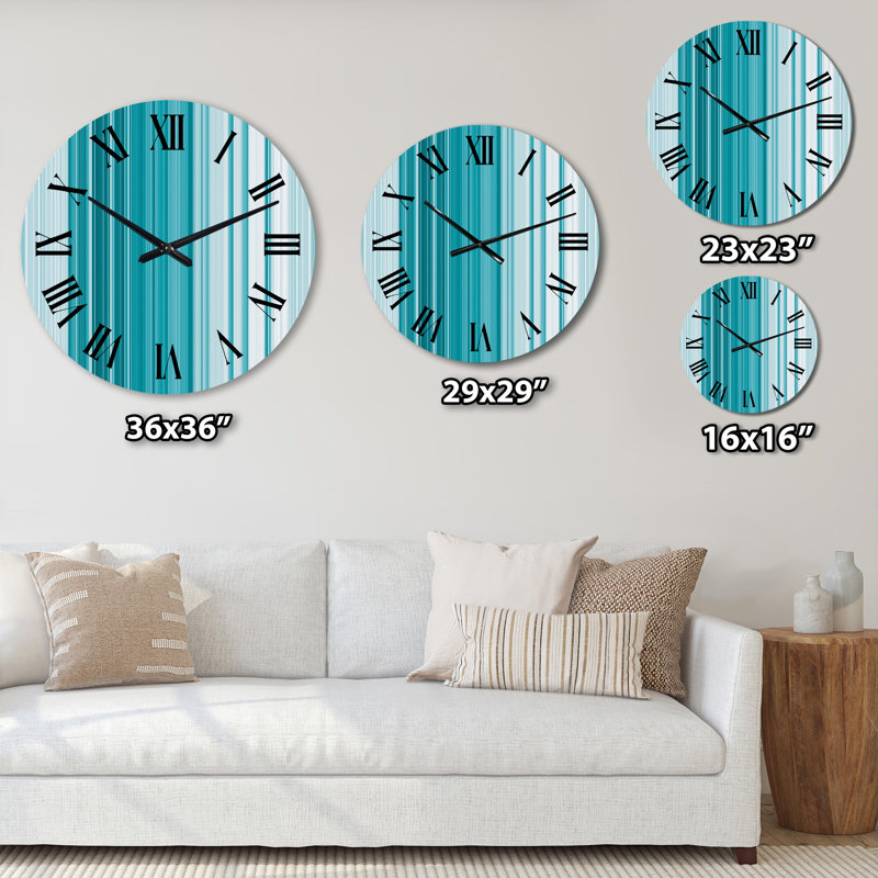 Horloge murale à rayures verticales turquoise, Petit