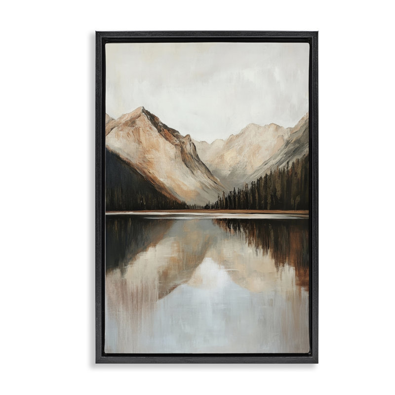 Cadre flottant Rustic Mountain Reflecting Lake, design par Petal Prints Design, H 25 po x l 17 po